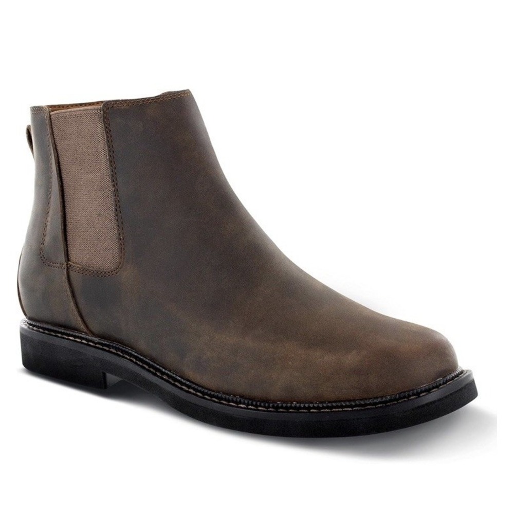 Apex Mens Logan Leather Chelsea Boot Brown Mens 12 Medium‎ Side Zip New